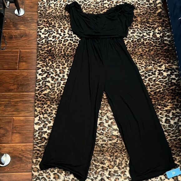 Cupshe Black Ruffle Wide Leg Jumpsuit Festival Contemporary Date Night Vegas - Picture 7 of 16